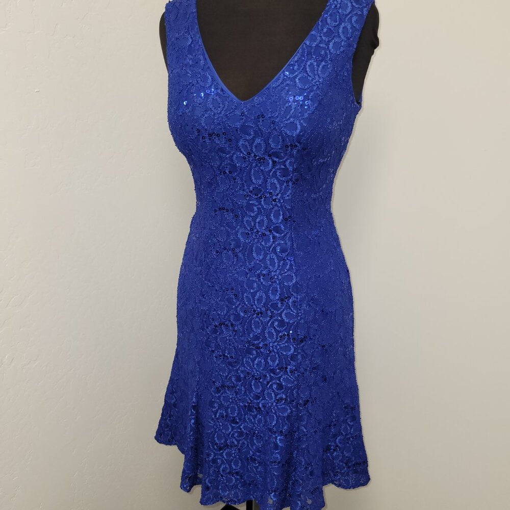 V Neck Lace Fit and Flare Dress